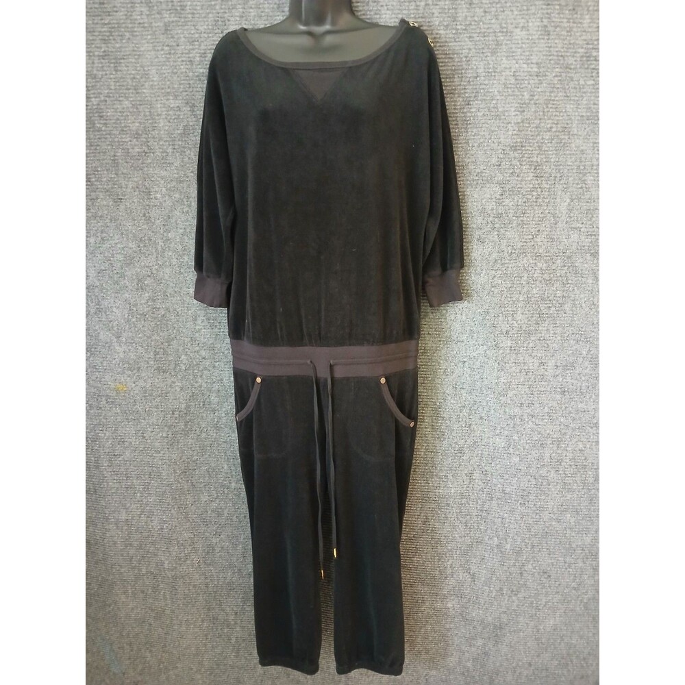 Juicy Couture Jumpsuit Vintage Y2K Black Terrycloth 3/4 Sleeve Women's Size M